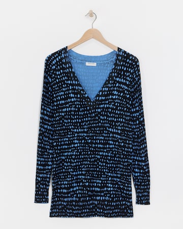 Blue Print V Neck Slouch Tunic