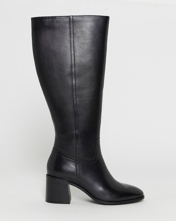 Nessa Leather Block Heel Knee High Boots - Wide Fit (E) & Curvy Calf