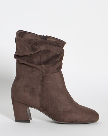 Gabby Soft Ruched Block Heel Ankle Boots - Wide Fit (E)