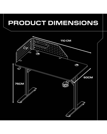 X Rocker Vortex 110cm Gaming Desk with Pegboard - Black