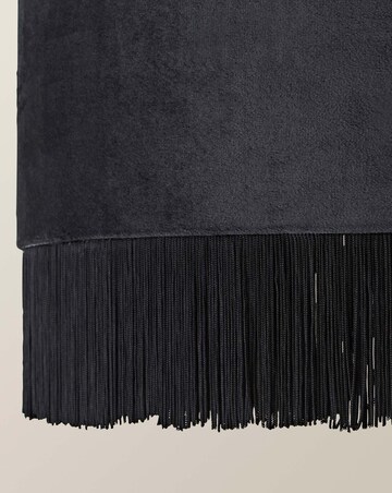 ValueLights Kimberly Black Velvet Printed Inner Drum Shade with Fringe Trim