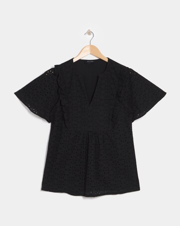 Broderie Frill Jersey Back Top