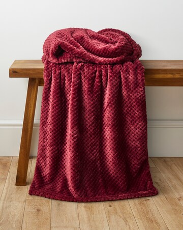 Waffle Fleece Throw - Deep Red