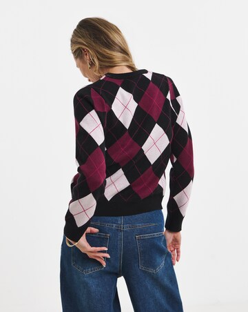 Crew Neck Argyle Jumper