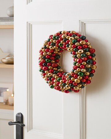 Regal Tidings Metallic Coloured Bauble Wreath - 33cm