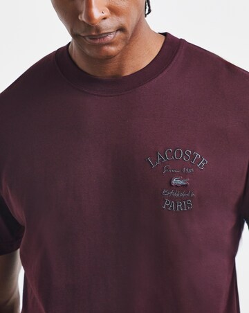 Lacoste Short Sleeve Embroidered T-Shirt - Burgundy