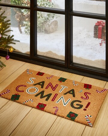 Santa's Coming Christmas Coir Doormat