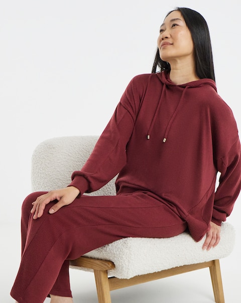 Figleaves Ribbed Soft Hooded Lounge Set