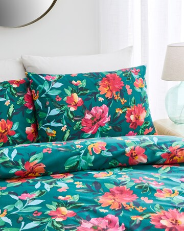 Painted Floral Cotton Blend Duvet Cover Set