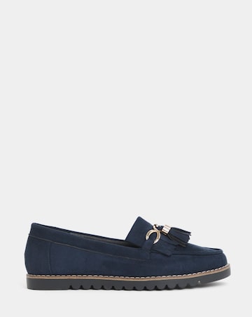 Cushion Walk Tassle Chain Trim Flat Loafers - Wide Fit (E)