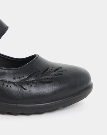 Cushion Walk Wedge Mary Jane Shoes With Embossed Detail - Wide Fit (E)