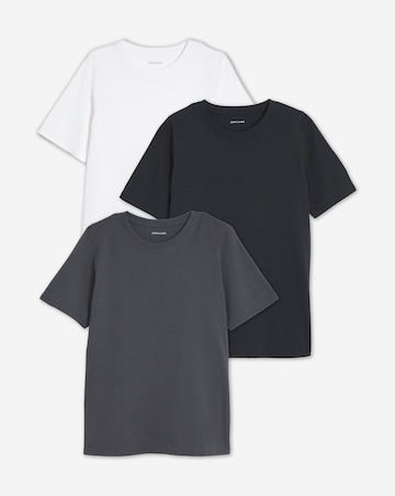 Black, White & Charcoal 3 Pack Crew Neck Short Sleeve T-Shirts
