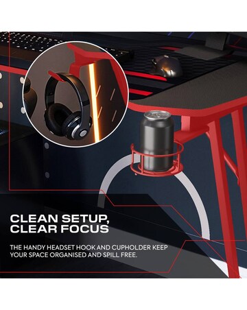 X Rocker Panther Evo 120cm Gaming Desk with Mousepad - Red