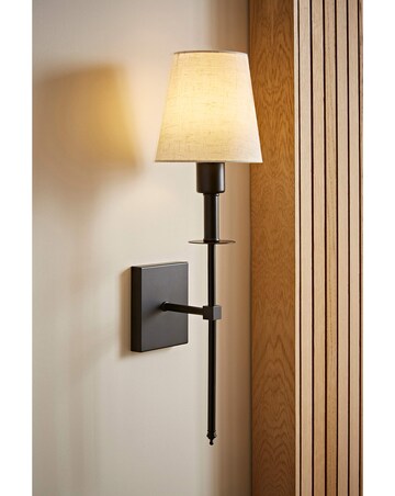 ValueLights Kincaid Black Rechargeable Easy Fit Wall Light with Shade