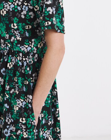 Black Floral Print Jersey Maxi Dress