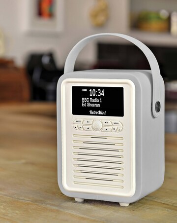 VQ Retro Mini DAB Radio - Light Grey