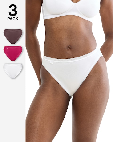 Sloggi (3 Pack) Tai High Leg Knickers Pink Multi