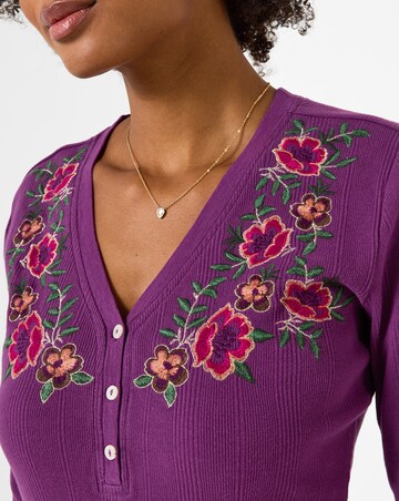 Joe Browns Floral Embroidered Jersey Henley Top