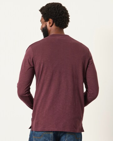 FatFace Long Sleeve Woodside Henley T-Shirt - Plum Purple