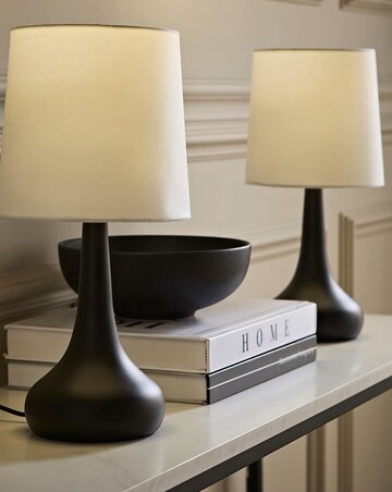ValueLights Teardrop Pair of Black Chrome Touch Table Lamps