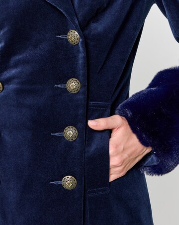 Joe Browns Hallie Faux Fur Trim Long Velvet Coat