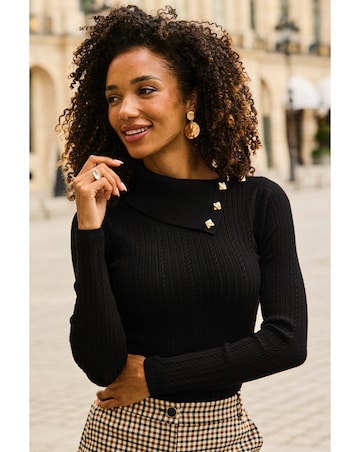 Sosandar Mini Cable Envelope Collar Knit