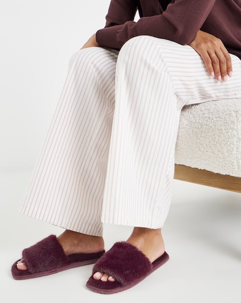 Maisie Fluffy Mule Slippers - Extra Wide Fit (EEE)