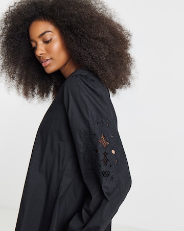 Simply Be Black Embroidered Sleeve Swing Dress