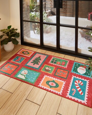Christmas Stamps Washable Large Doormat