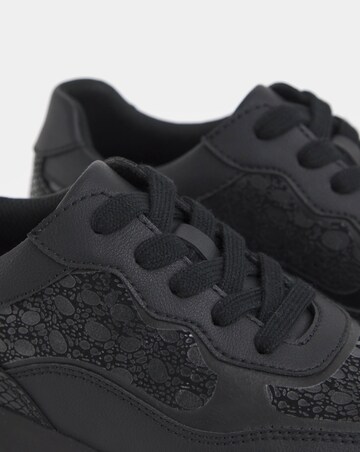 Heavenly Soles Rosetta Lace Up Patterned Leather Trainer - Wide Fit (E)