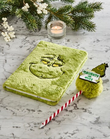 Grinch Fluffy Pen & Notebook