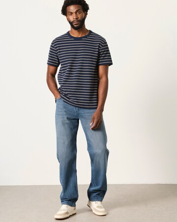 FatFace Short Sleeve Small Stripe T-Shirt - Navy