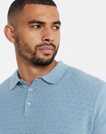 Textured Long Sleeve Knitted Polo