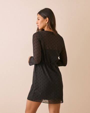NOBODY'S CHILD PRIYA VELVET LACE TRIM MINI DRESS