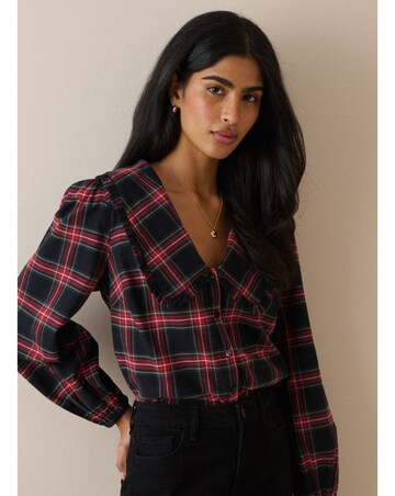 NOBODY'S CHILD EMMIE CORD CHECK BLOUSE