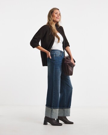 Indigo Authentic Turn Up Wide Leg Jeans