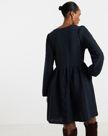 Textured Waist Detail Smock Mini Dress