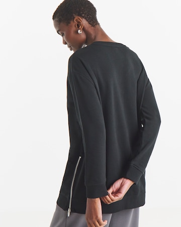 Black Side Zip Longline Sweatshirt