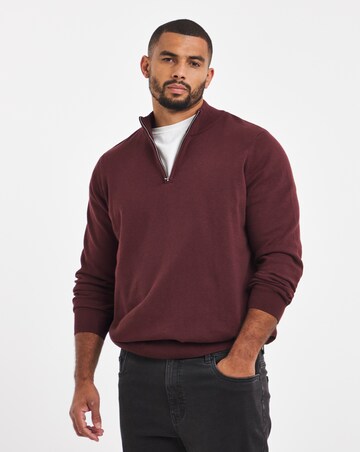 Cotton 1/4 Zip Funnel Knit Top