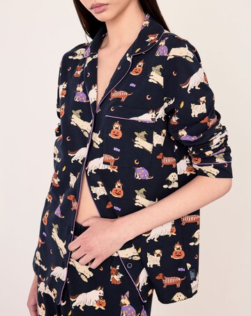 Chelsea Peers Classic Long Button Up Halloween Dog Pyjama Set