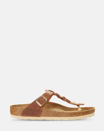Birkenstock Gizeh Cognac Oiled Leather Braided Sandals - Standard Fit (D)