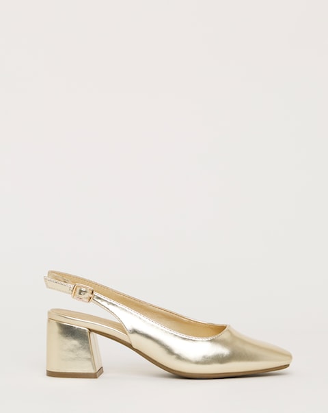 Henrietta Flexi Sole Block Heel Slingback Shoe - Wide fit (E)