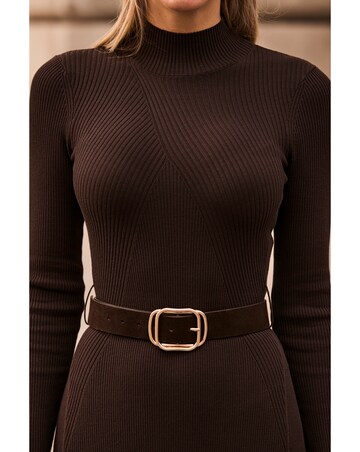 Sosandar Roll Neck Fit and Flare Midi Dress