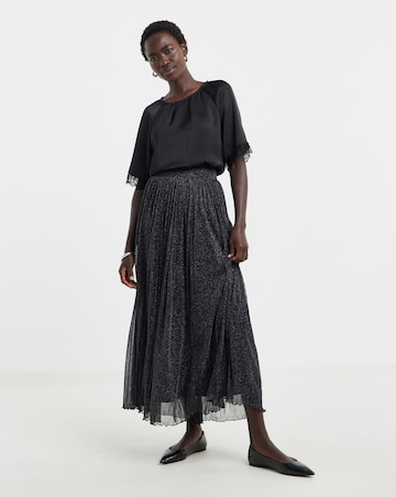 Black Glitter Midaxi Skirt