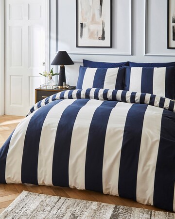 Bold Stripe Reversible Cotton Blend Duvet Cover Set