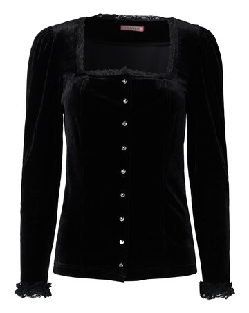 Joe Browns Velour Button Through Top With Lace Detail