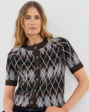 Argyle Short Sleeve Cardigan
