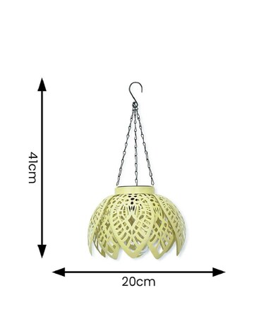 ValueLights Artichoke Yellow Solar Powered Outdoor Garden Hanging Lantern Light
