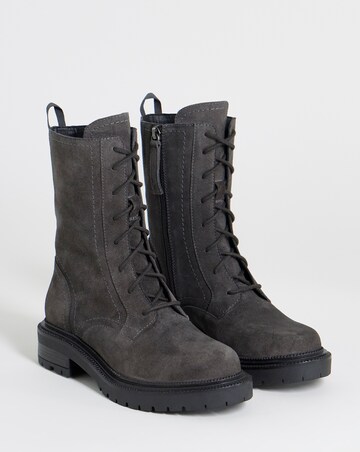 Raquel Chunky Lace Up Suede Boots - Wide Fit (E)