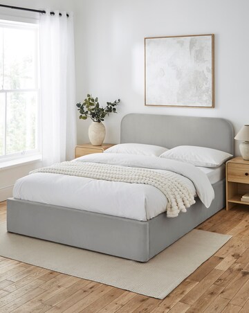 Emery Velvet Ottoman Bedframe with mattress